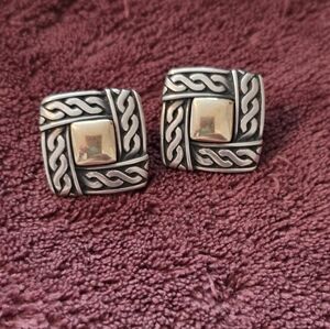 Sterling Silver and Gold Square Earrings